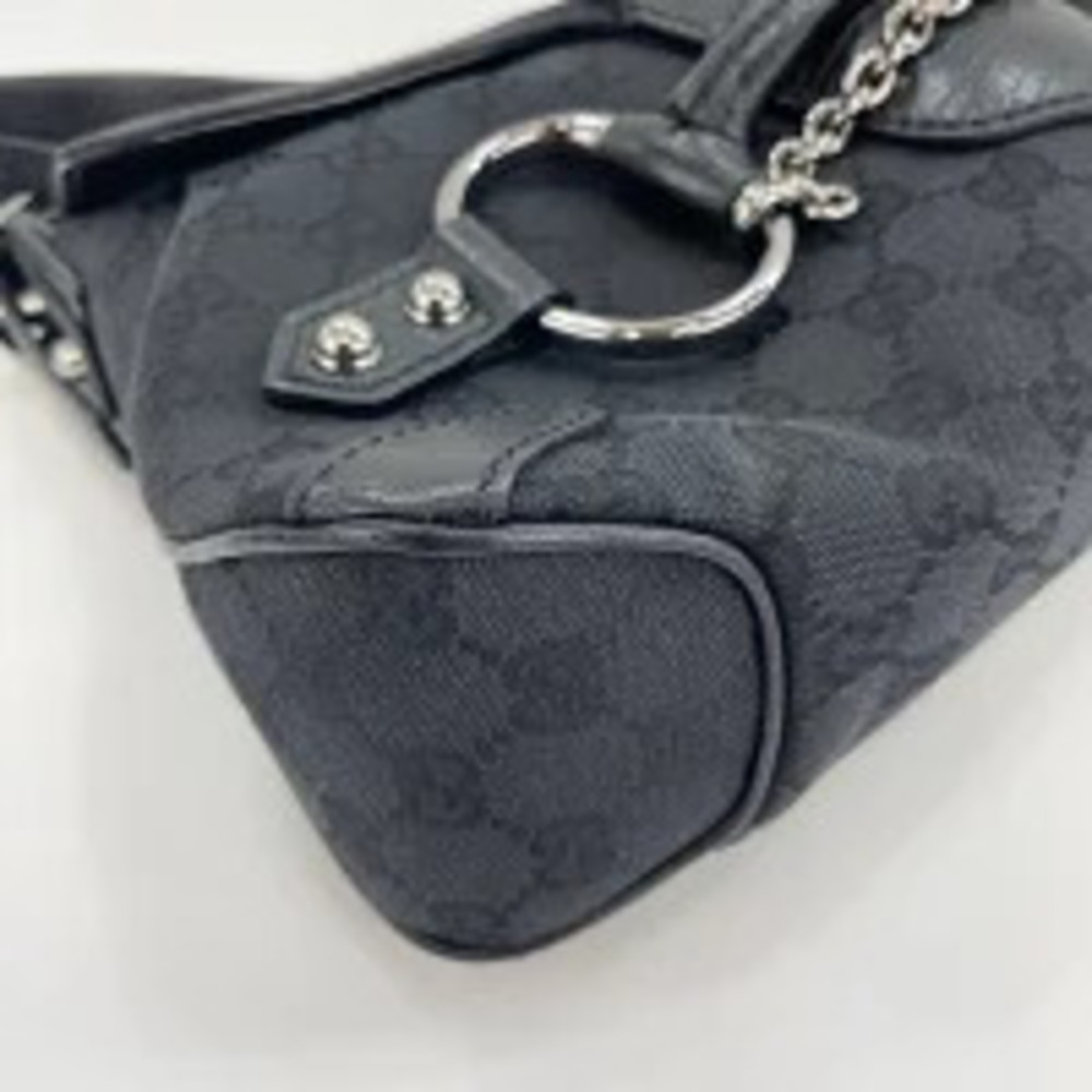 Gucci GG Canvas Horsebit Chain Handbag Black - Picture 8 of 11
